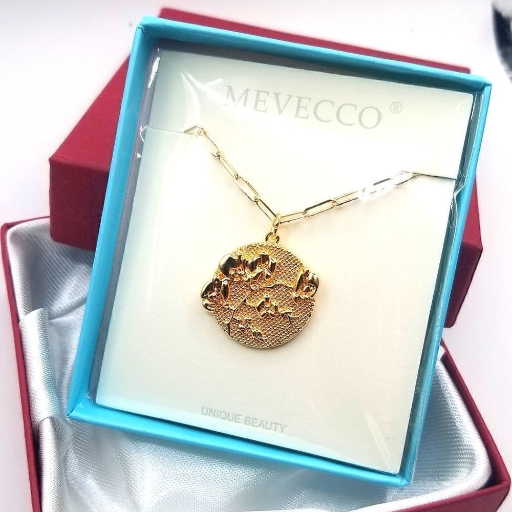 14k Goldplated Orchid Flower Coin Chain Link Pendant Necklace